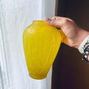 Yellow Vase with crackle